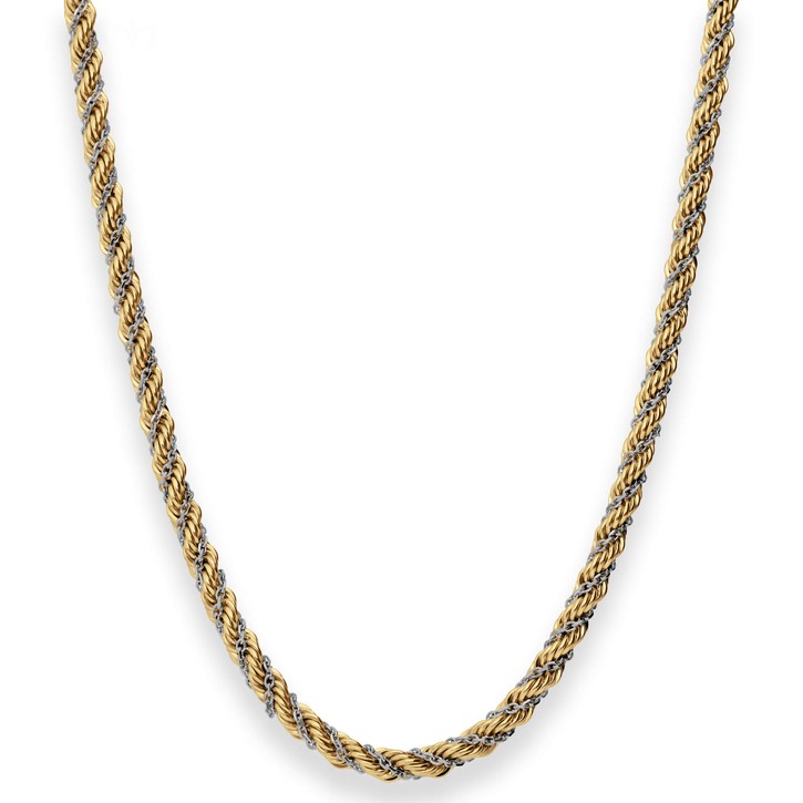 4.4mm Kordelkette hohl aus 585 Gold gelb weiß 45cm