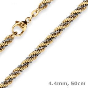 4,4mm Kordelkette Goldkette Collier Halskette aus 585 Gold gelb/weiß 50cm 4,4mm Kordelkette Goldkette Collier Halskette aus 585 Gold gelb/weiß 50cm