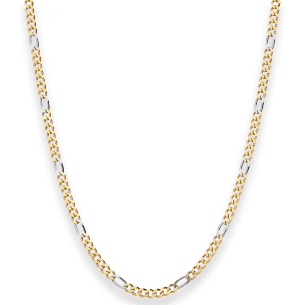 2.8mm Figarokette diamantiert aus 750 Gold gelb weiß 45cm