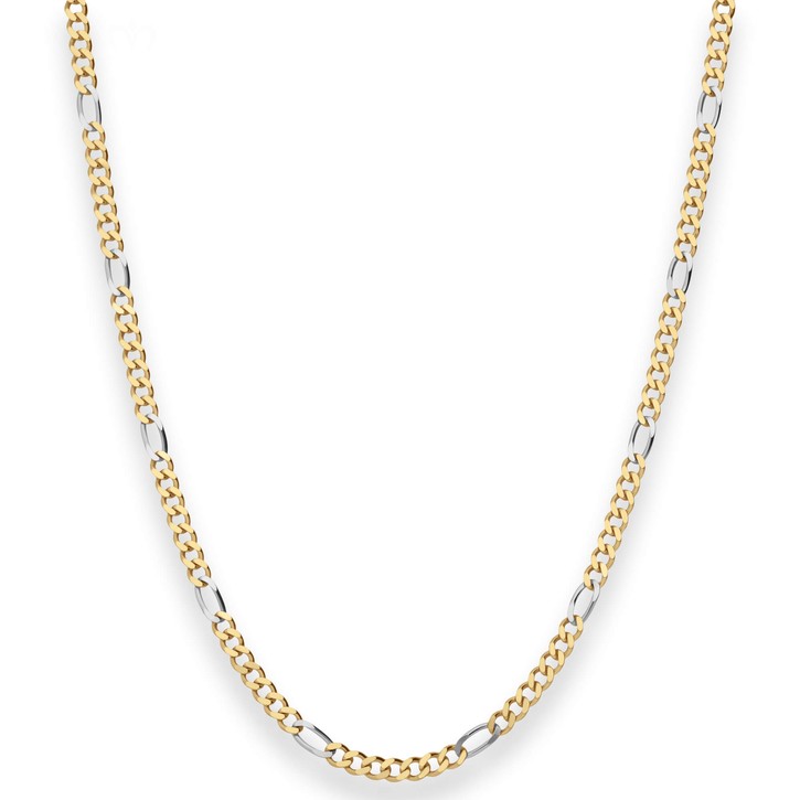 2.8mm Figarokette diamantiert aus 750 Gold gelb weiß 50cm