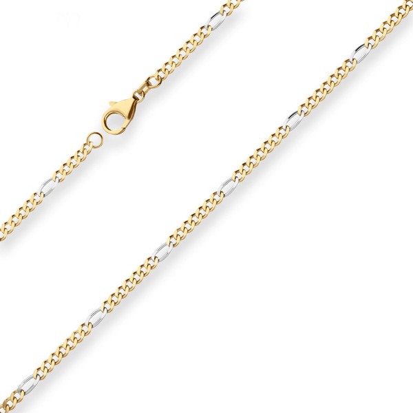 2.8mm Figarokette diamantiert aus 750 Gold gelb weiß 50cm