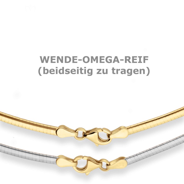 2.4mm Tondakette oval Wendeomega flach 585 Gold gelb weiß 42cm