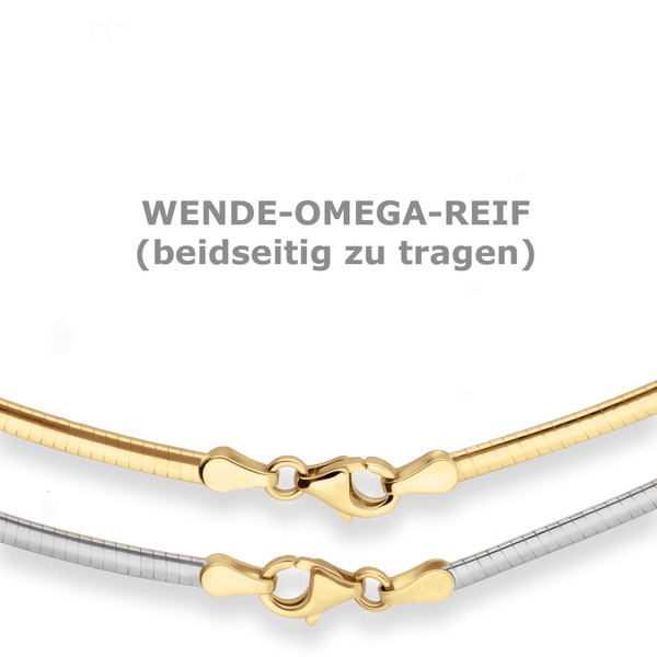 2.4mm Tondakette oval Wendeomega flach 585 Gold gelb weiß 42cm