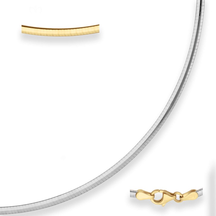 2.4mm Tondakette oval Wendeomega flach 585 Gold gelb weiß 45cm