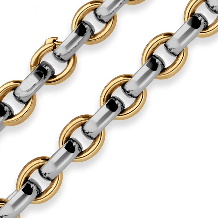 8.2mm Erbskette hohl aus 750 Gold gelb weiß 45cm