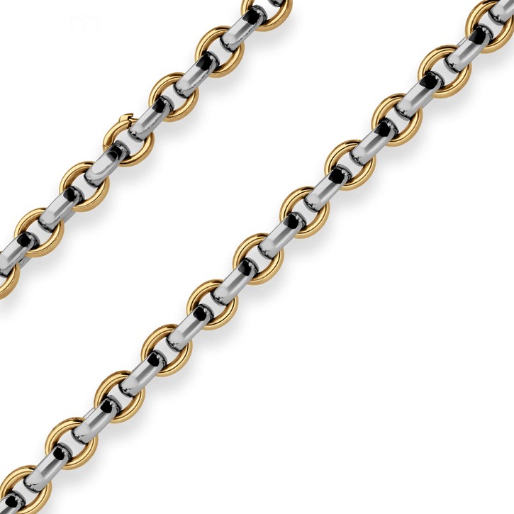 8.2mm Erbskette hohl aus 750 Gold gelb weiß 45cm