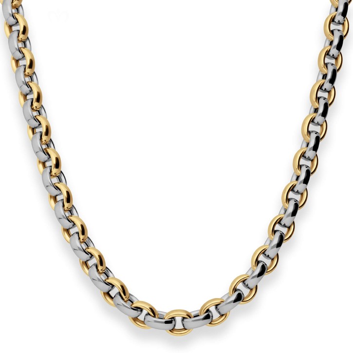 8.2mm Erbskette hohl aus 750 Gold gelb weiß 45cm