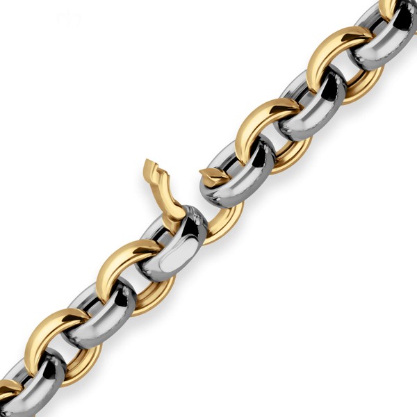8.2mm Erbskette hohl aus 750 Gold gelb weiß 45cm