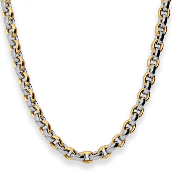 8.2mm Erbskette hohl aus 750 Gold gelb weiß 45cm