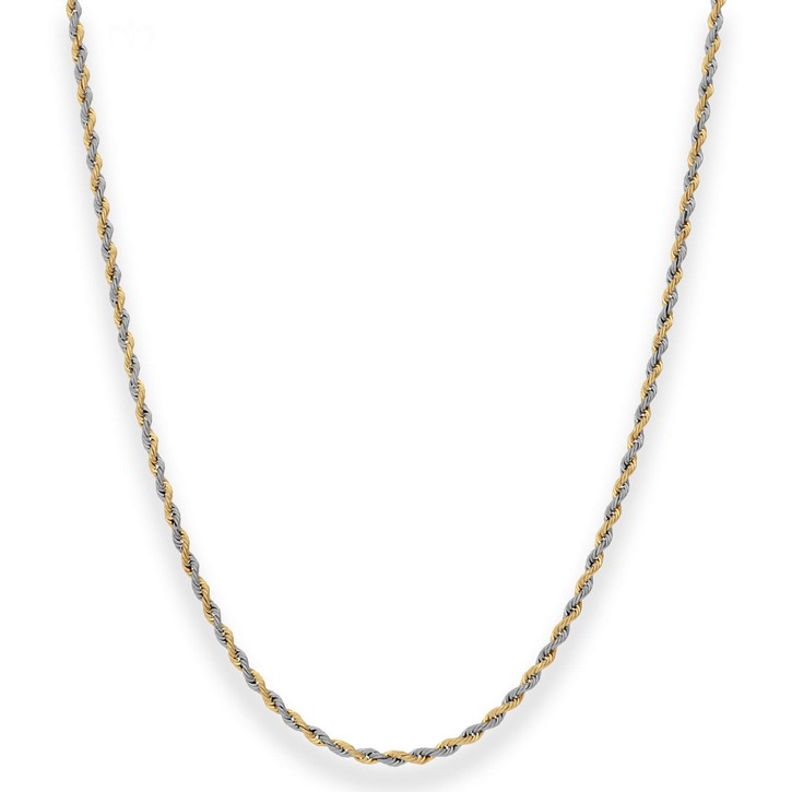 2.1mm Kordelkette hohl aus 585 Gold gelb weiß 45cm
