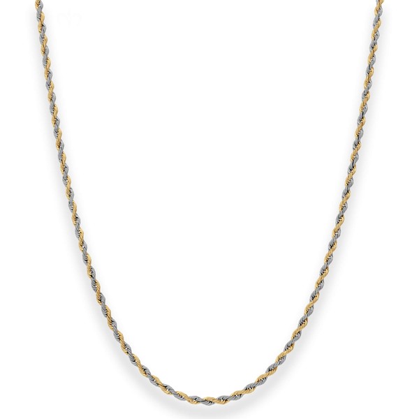 2.1mm Kordelkette hohl aus 585 Gold gelb weiß 45cm