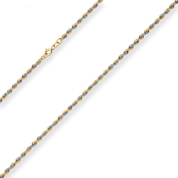 2.7mm Kordelkette hohl aus 585 Gold gelb weiß 60cm