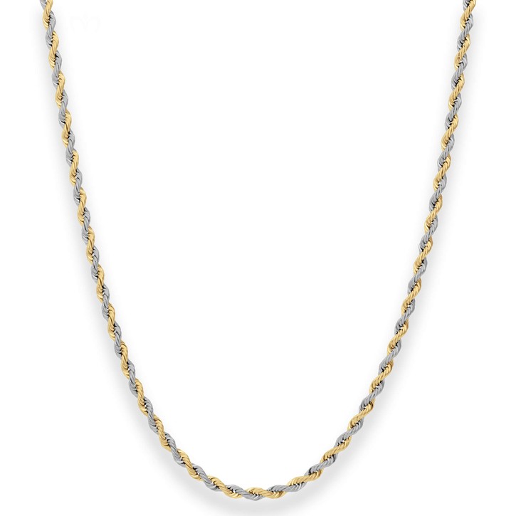 2.7mm Kordelkette hohl aus 585 Gold gelb weiß 60cm