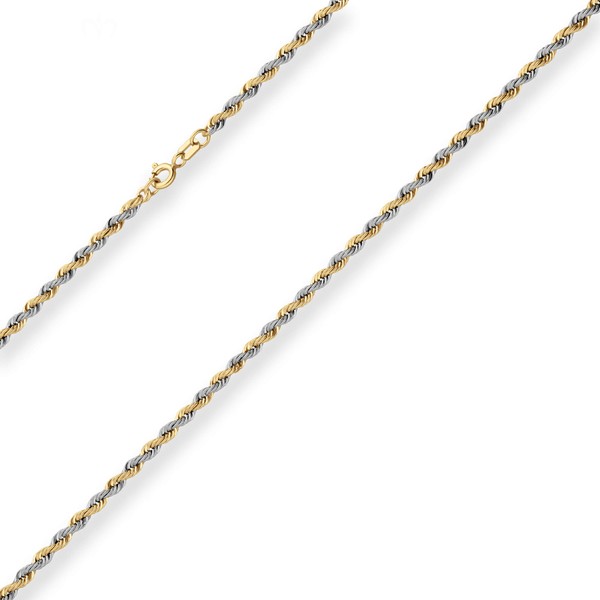 2.7mm Kordelkette hohl aus 585 Gold gelb weiß 60cm