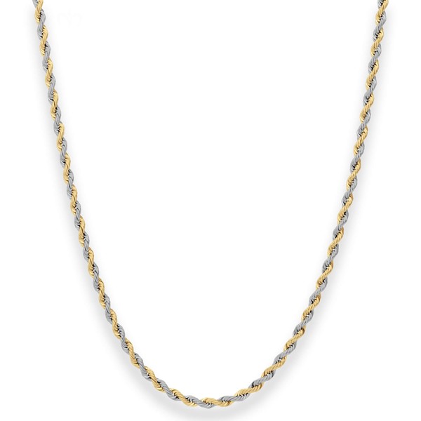 2.7mm Kordelkette hohl aus 585 Gold gelb weiß 60cm
