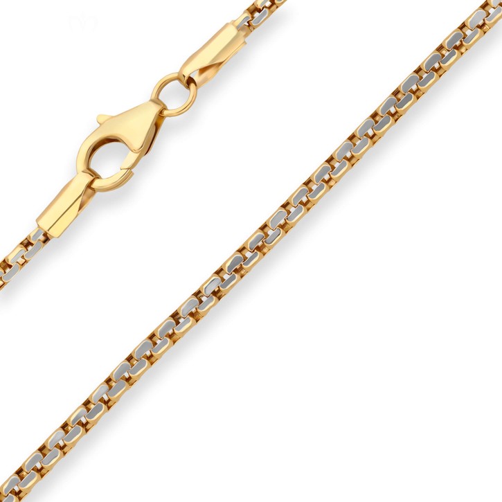 2.5mm Armband Fantasiekette aus 375 Gold gelb weiß 19cm