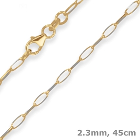 2,3mm Fantasiekette Goldkette Collier Halskette aus 375 Gold gelb/weiß 45cm
