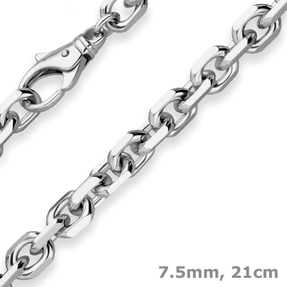 7,5mm Armband Fantasiekette Armschmuck aus 925 Silber rhodiniert 21cm
