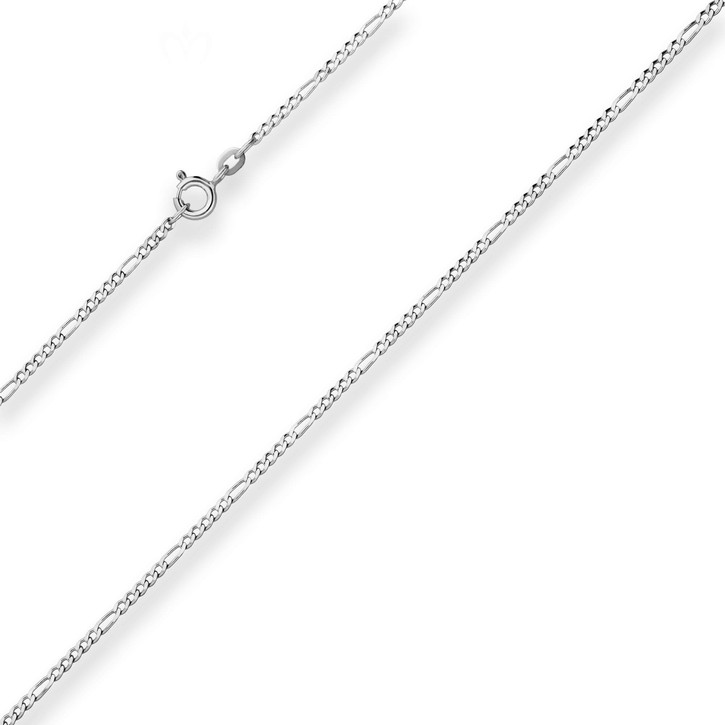 1.9mm Figarokette diamantiert aus 925 Silber rhodiniert 60cm