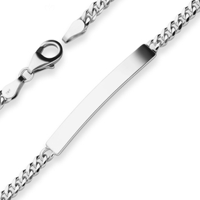 3,8mm Id-Armband Panzerkette Schildband Armschmuck aus 925 Silber 17cm