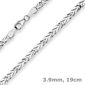 3,9mm Armband Tigeraugenkette Armschmuck aus 925 Silber rhodiniert 19cm