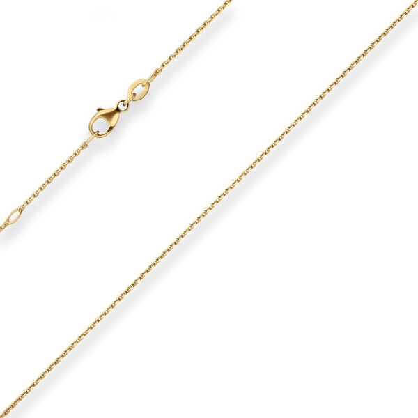 1.1mm Ankerkette diamantiert 750 Gelbgold 45cm mit Zwischenöse