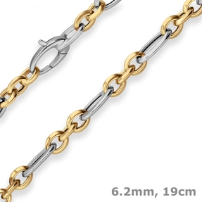 6,2mm Armband Ankerkette Goldarmband Armschmuck aus 750 Gold gelb/weiß 19cm