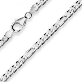 4,3mm Armband Figarokette diamantiert Armschmuck aus 925 Silber rhodiniert 21cm