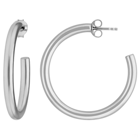 Paar Ohrringe Creolen Halbcreolen schlicht aus 925 Silber rhodiniert 35x3,5mm Paar Ohrringe Creolen Halbcreolen schlicht aus 925 Silber rhodiniert 35x3,5mm