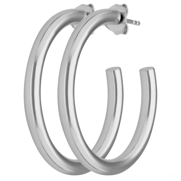 Creolen Halbcreolen schlicht aus 925 Silber rhodiniert 35x3.5mm