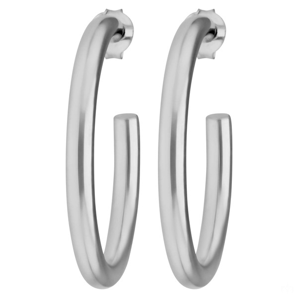 Creolen Halbcreolen schlicht aus 925 Silber rhodiniert 35x3.5mm