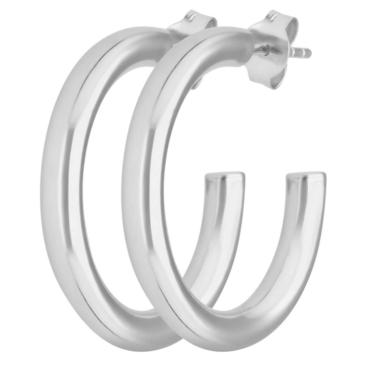 Paar Creolen Halbcreolen schlicht aus 925 Silber 26x3.5mm