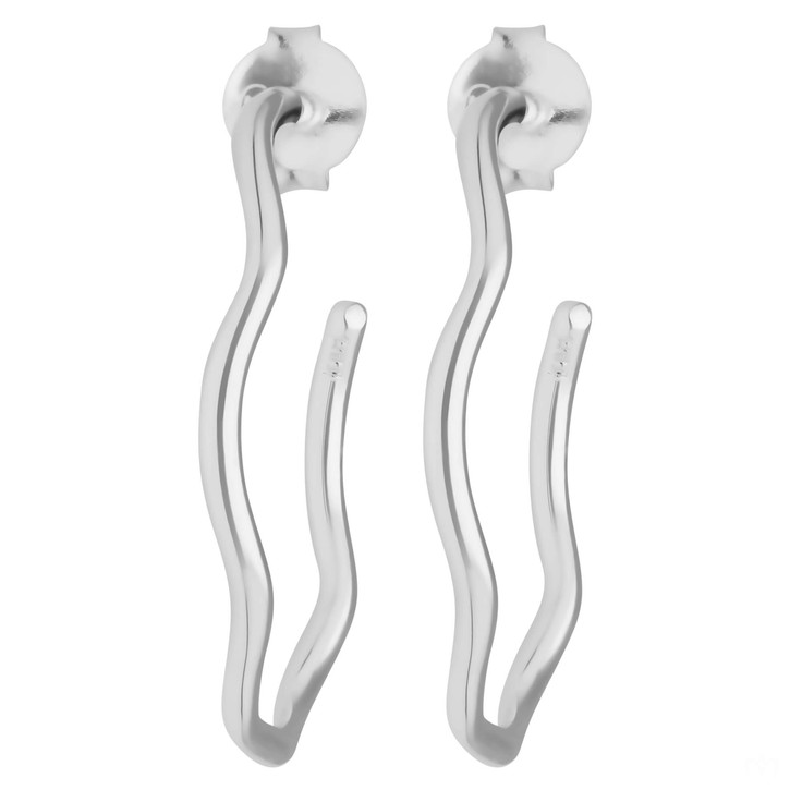 Paar Creolen Halbcreolen gewellt aus 925 Silber 28.5x1.7mm