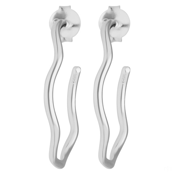 Paar Creolen Halbcreolen gewellt aus 925 Silber 28.5x1.7mm