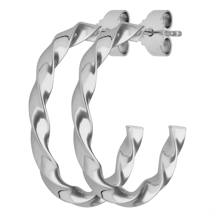 Creolen Halbcreolen gedreht aus 925 Silber rhodiniert 26x3mm