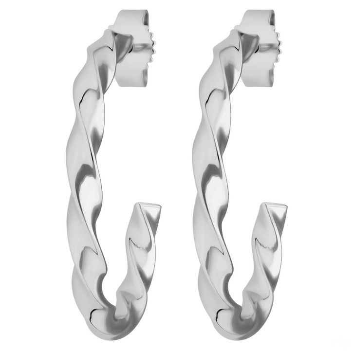 Creolen Halbcreolen gedreht aus 925 Silber rhodiniert 26x3mm