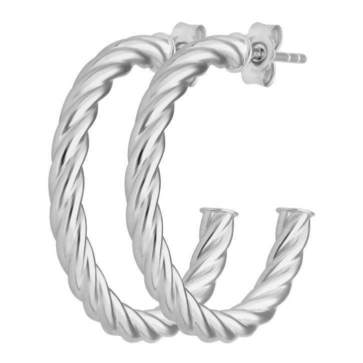 Paar Ohrringe Creolen Halbcreolen Kordel aus 925 Silber 26x3mm