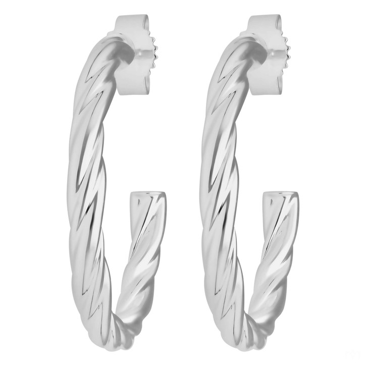 Paar Creolen Halbcreolen Kordel aus 925 Silber 26x3.2mm