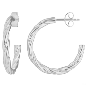 Paar Ohrringe Creolen Halbcreolen Kordel Ohrschmuck aus 925 Silber 26x3,2mm