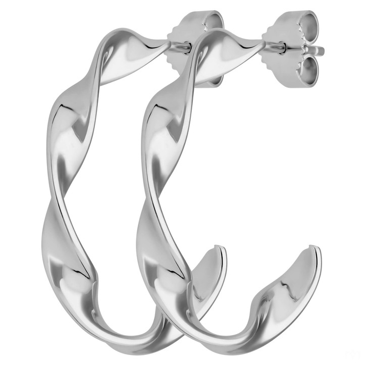 Creolen Halbcreolen gedreht aus 925 Silber rhodiniert 26x4mm
