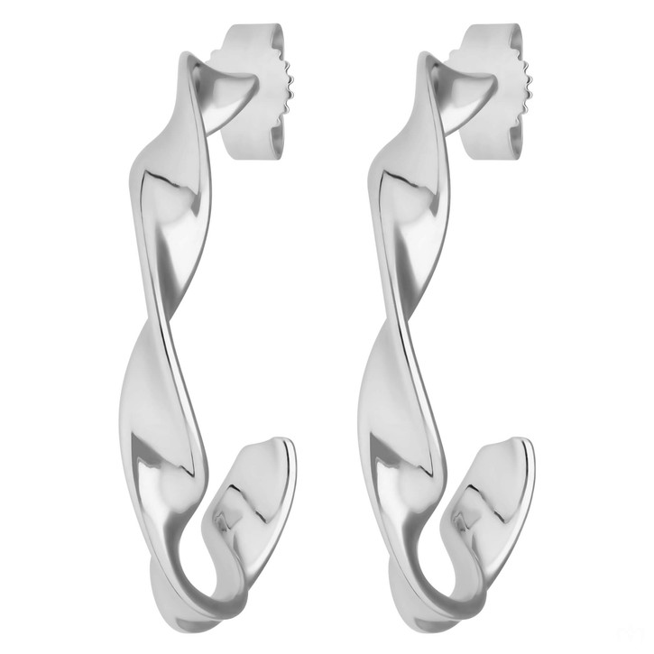 Paar Ohrringe Creolen Halbcreolen gedreht aus 925 Silber 26x4mm