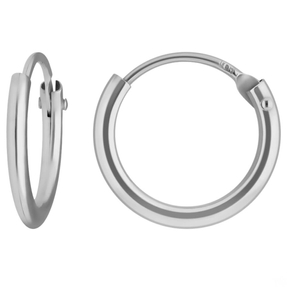Paar Ohrringe Creolen rund klein & fein aus 750 Gold Weißgold 10,7x1,3mm Paar Ohrringe Creolen rund klein & fein aus 750 Gold Weißgold 10,7x1,3mm