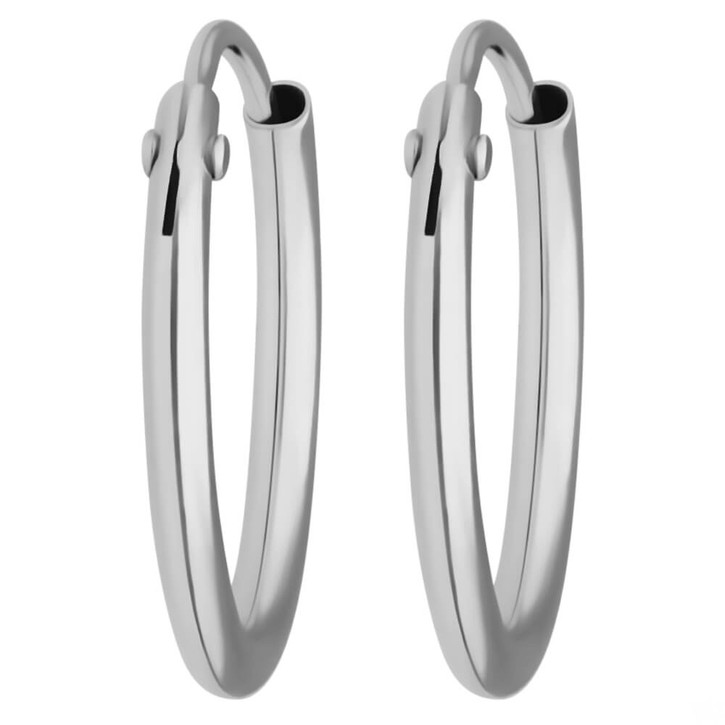 Paar Ohrringe Creolen rund schlicht aus 750 Weißgold 13x1.3mm