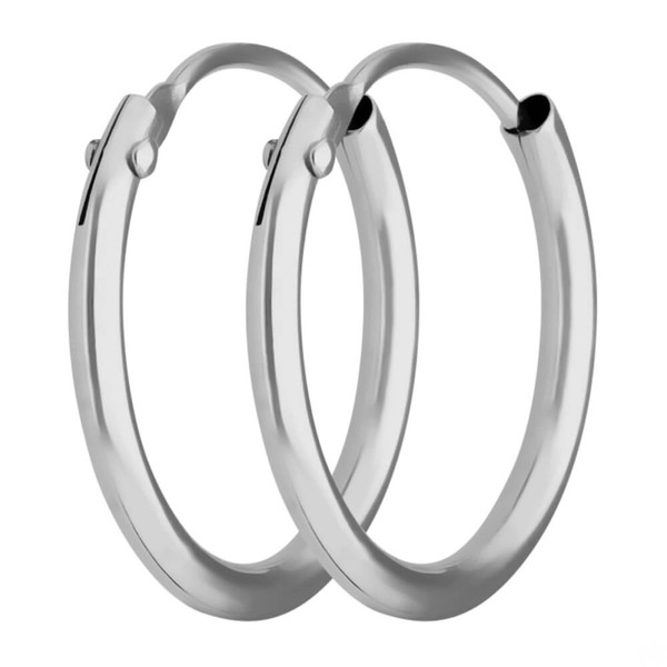 Paar Ohrringe Creolen rund schlicht aus 750 Weißgold 13x1.3mm