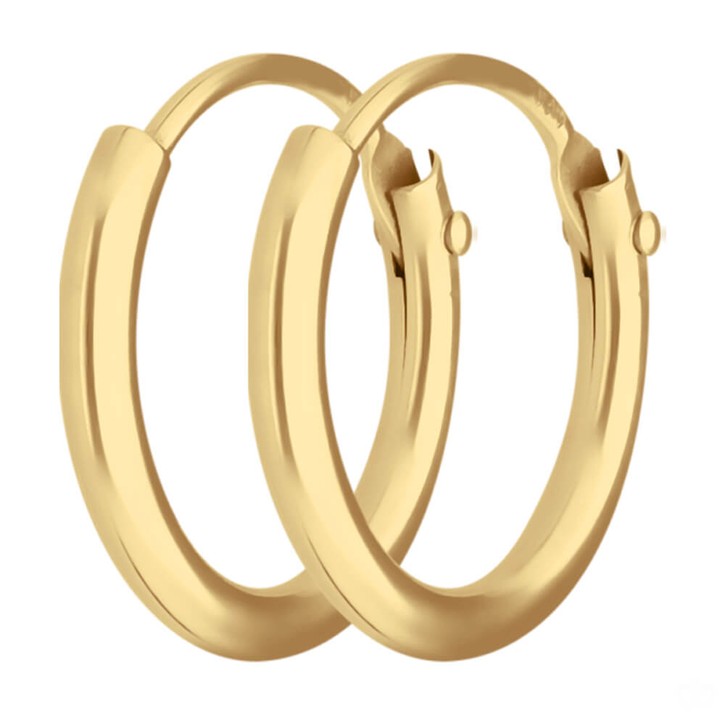 Paar Creolen rund klein und fein aus 585 Gelbgold 10.7x1.3mm