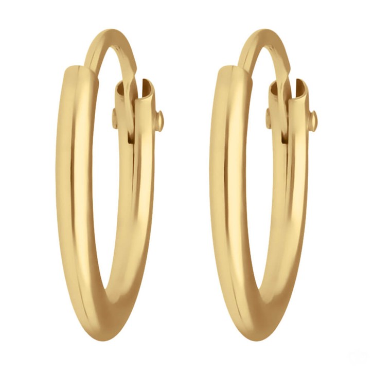 Paar Creolen rund klein und fein aus 585 Gelbgold 10.7x1.3mm