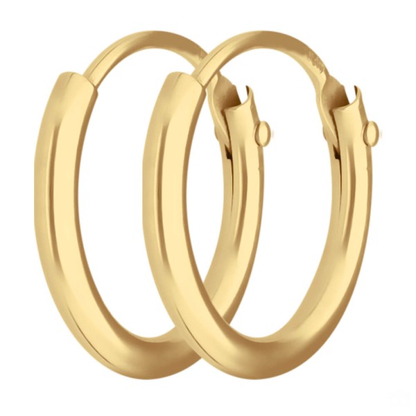 Paar Creolen rund klein und fein aus 585 Gelbgold 10.7x1.3mm