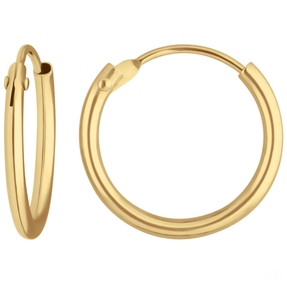 Paar Ohrringe Creolen rund schlicht Ohrschmuck aus 585 Gold Gelbgold 13x1,3mm