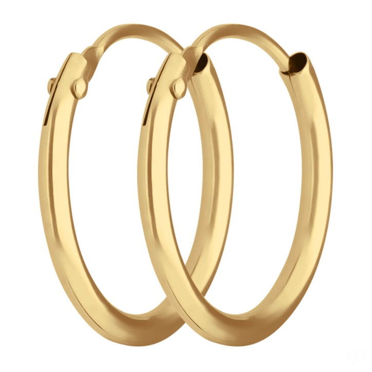 Paar Ohrringe Creolen rund schlicht aus 750 Gelbgold 13x1.3mm