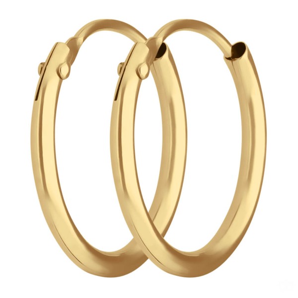 Paar Ohrringe Creolen rund schlicht aus 750 Gelbgold 13x1.3mm